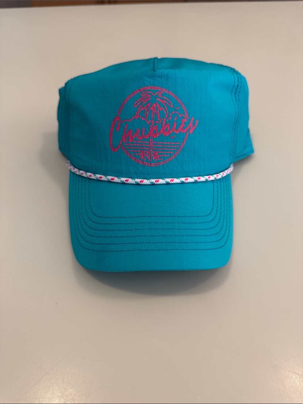 chubbies Teal Cap with Pink Embroidered Logo and Rope Accent